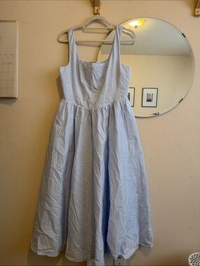 Light Blue Sleeveless Full Skirt Dress WAYF Cotton Blend